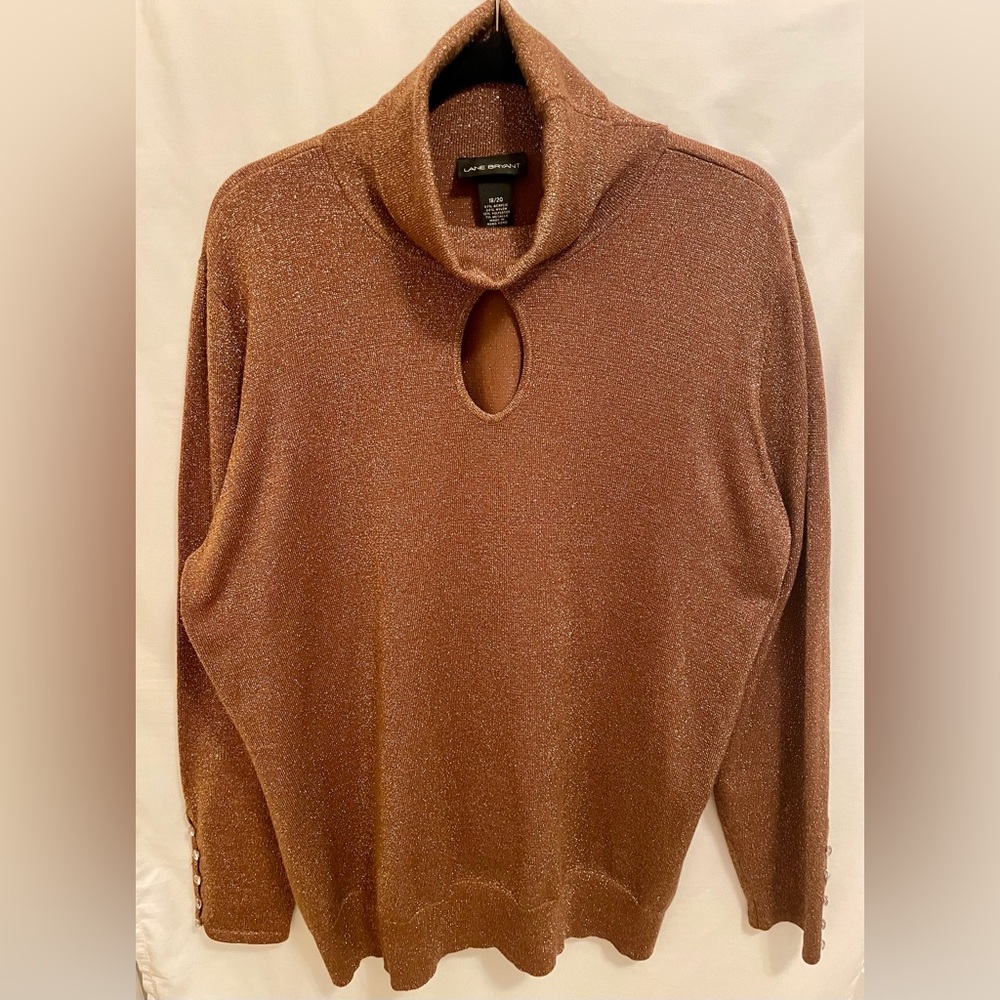 Key Hole Front Turtleneck Sweater Metallic detail Lane Bryant Size 18/20